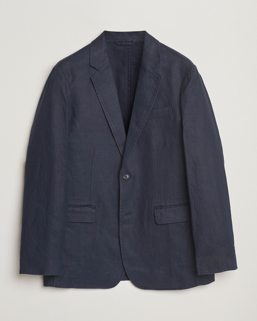 Herren | Sakkos | GANT | Slim Fit Garment Dyed Linen Blazer Evening Blue