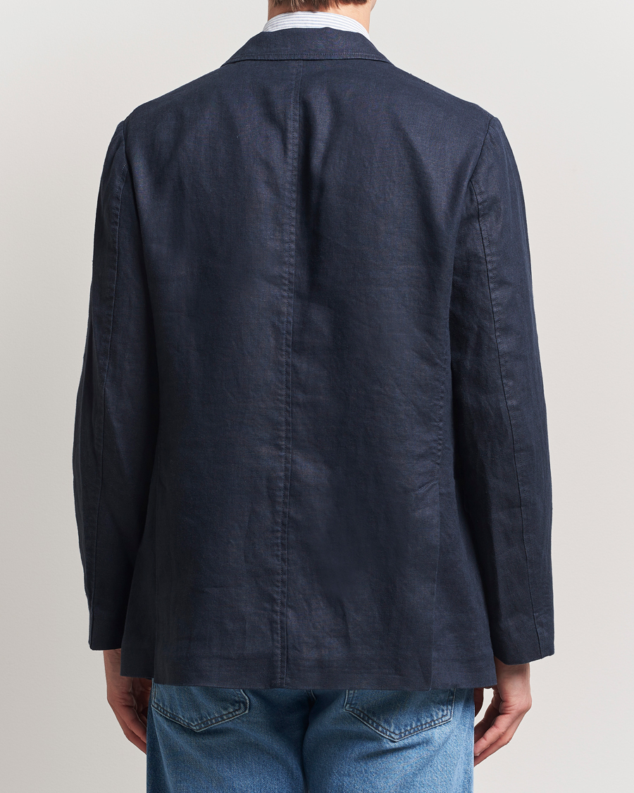 Herren | Sakkos | GANT | Slim Fit Garment Dyed Linen Blazer Evening Blue