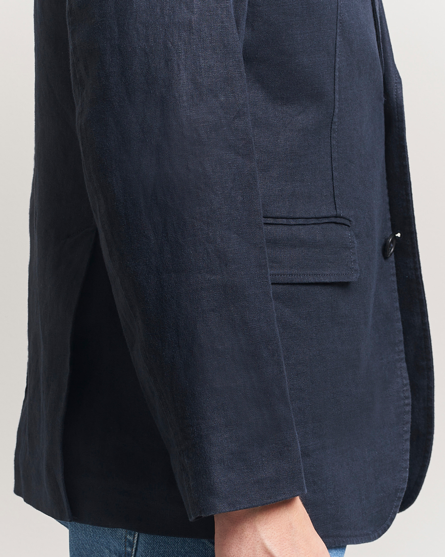 Herren | Sakkos | GANT | Slim Fit Garment Dyed Linen Blazer Evening Blue