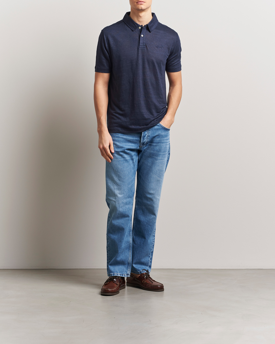 Herren | Poloshirts | Gant | Linen Polo Evening Blue