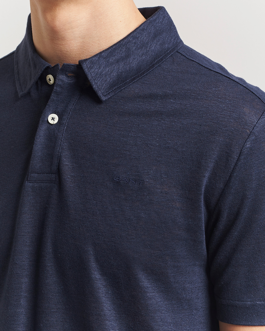 Herren | Poloshirts | GANT | Linen Polo Evening Blue