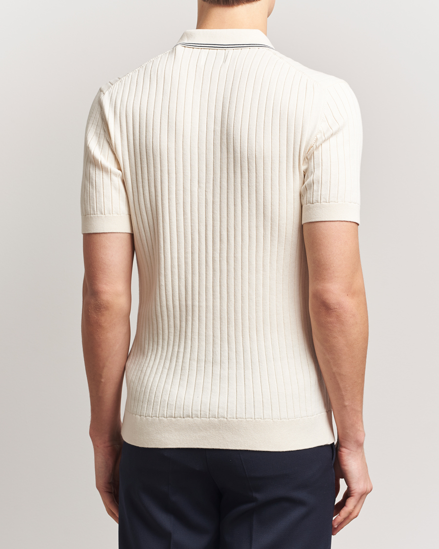 Herren | Poloshirts | GANT | Ribbed Cotton Knitted Polo Cream