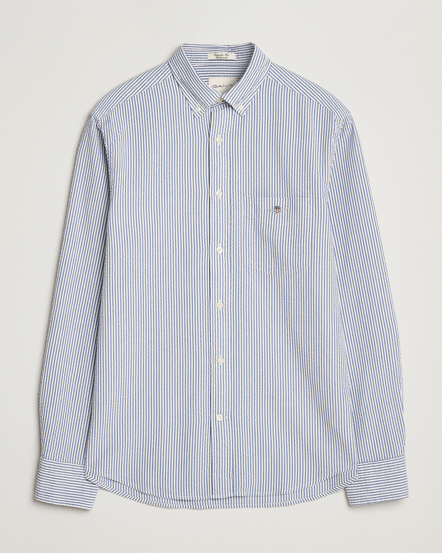 Herren | Hemden | GANT | Regular Fit Striped Seersucker Shirt Rich Blue