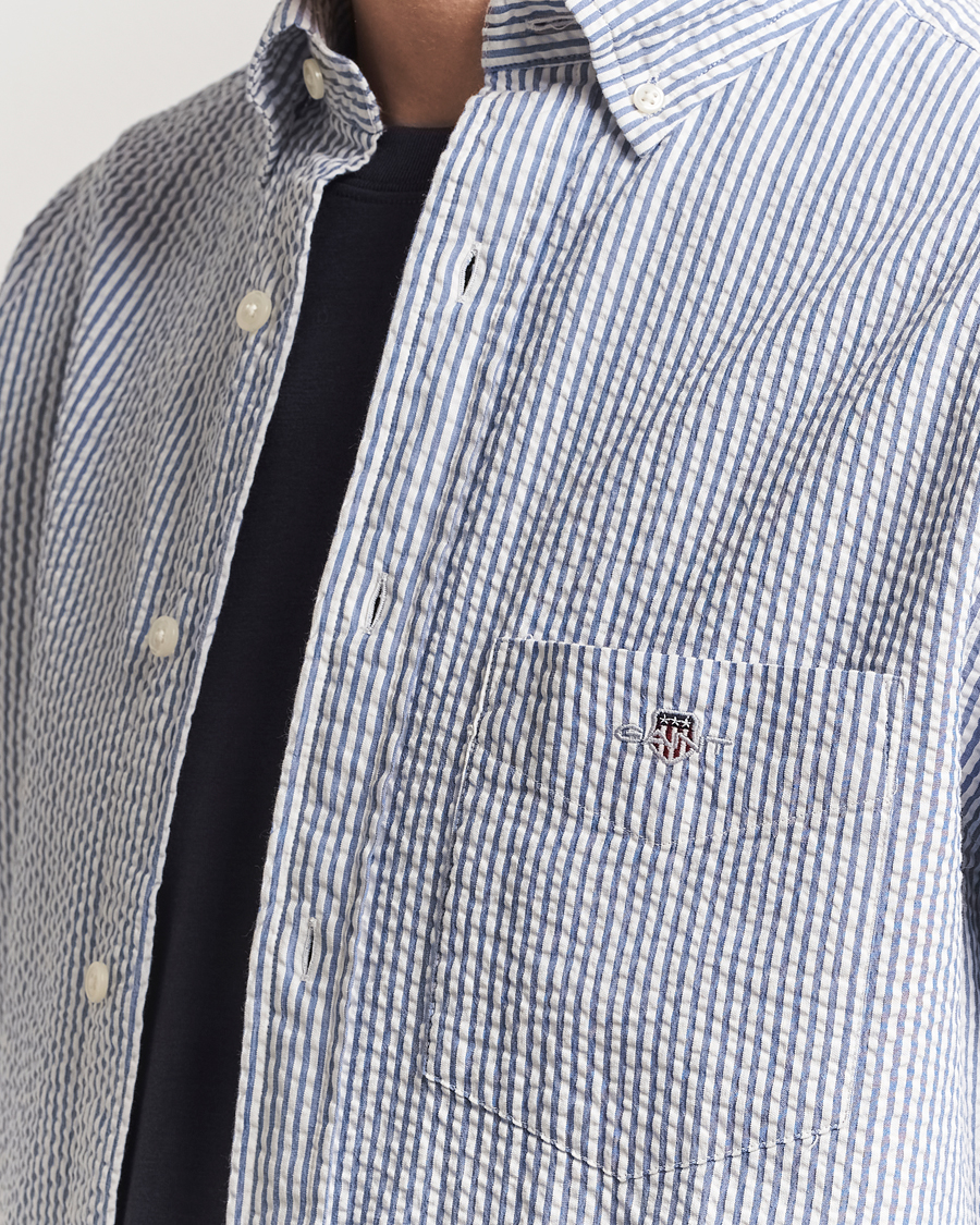 Herren | Hemden | GANT | Regular Fit Striped Seersucker Shirt Rich Blue