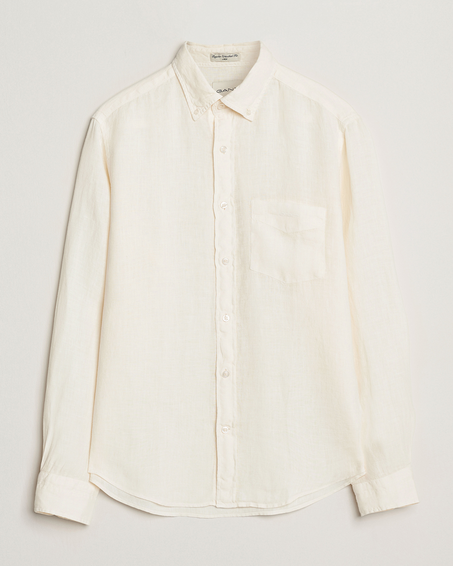 Herren | Hemden | GANT | Regular Fit Garment Dyed Linen Shirt Cream