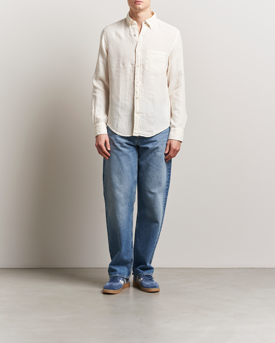 Herren | Hemden | GANT | Regular Fit Garment Dyed Linen Shirt Cream