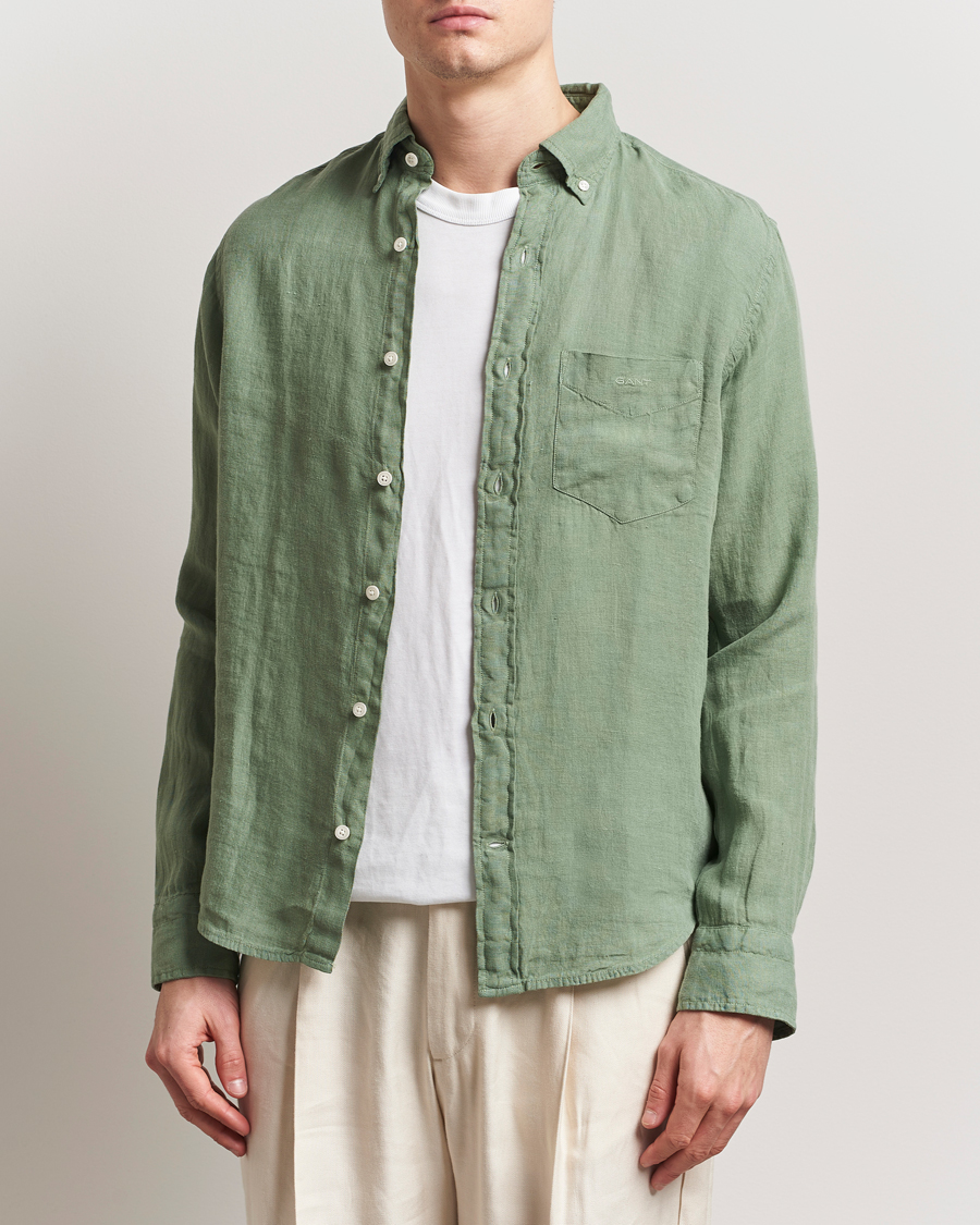 Herren | Hemden | GANT | Regular Fit Garment Dyed Linen Shirt Kalamata Green