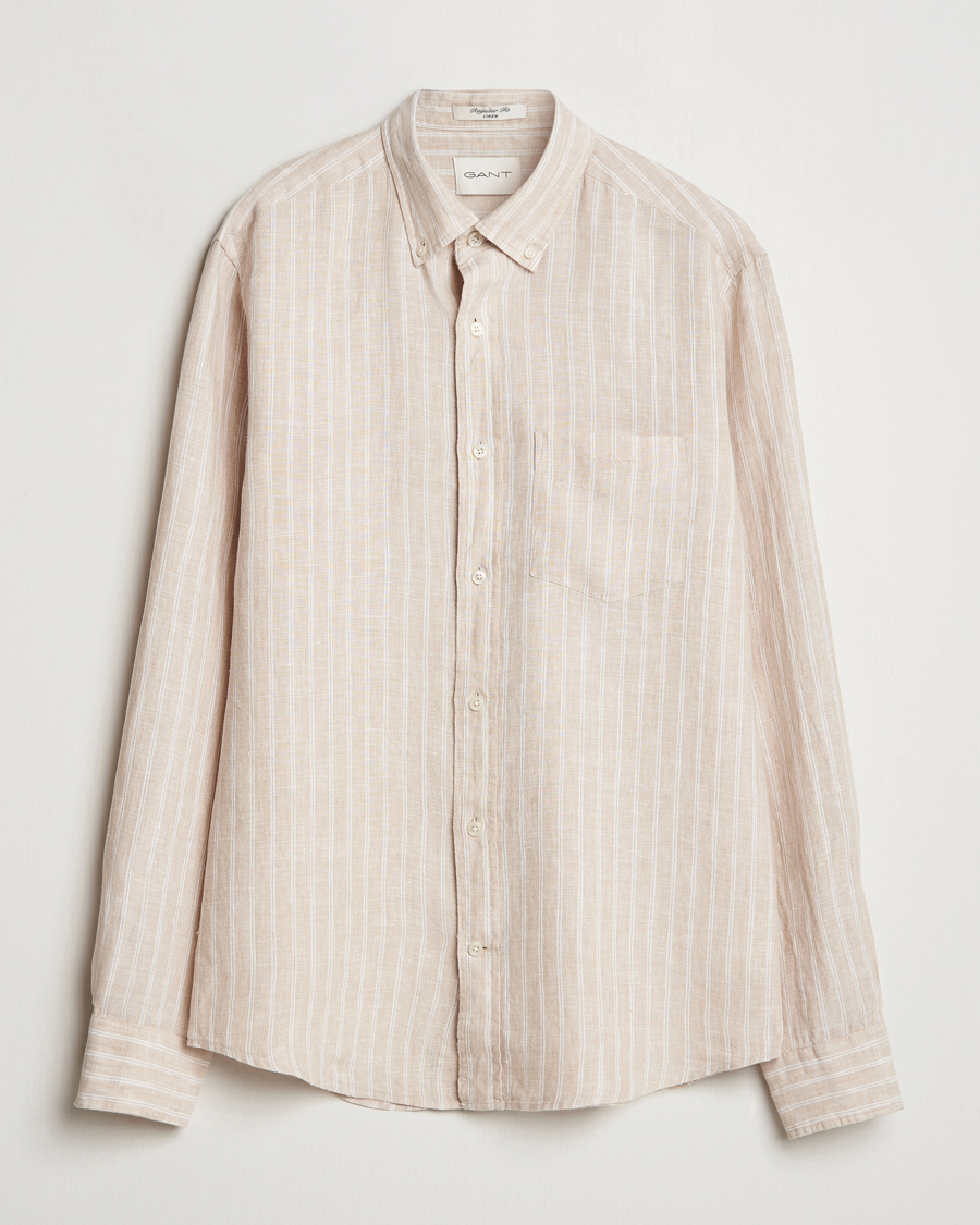 Herren | Hemden | GANT | Regular Fit Linen Striped Shirt Dry Sand