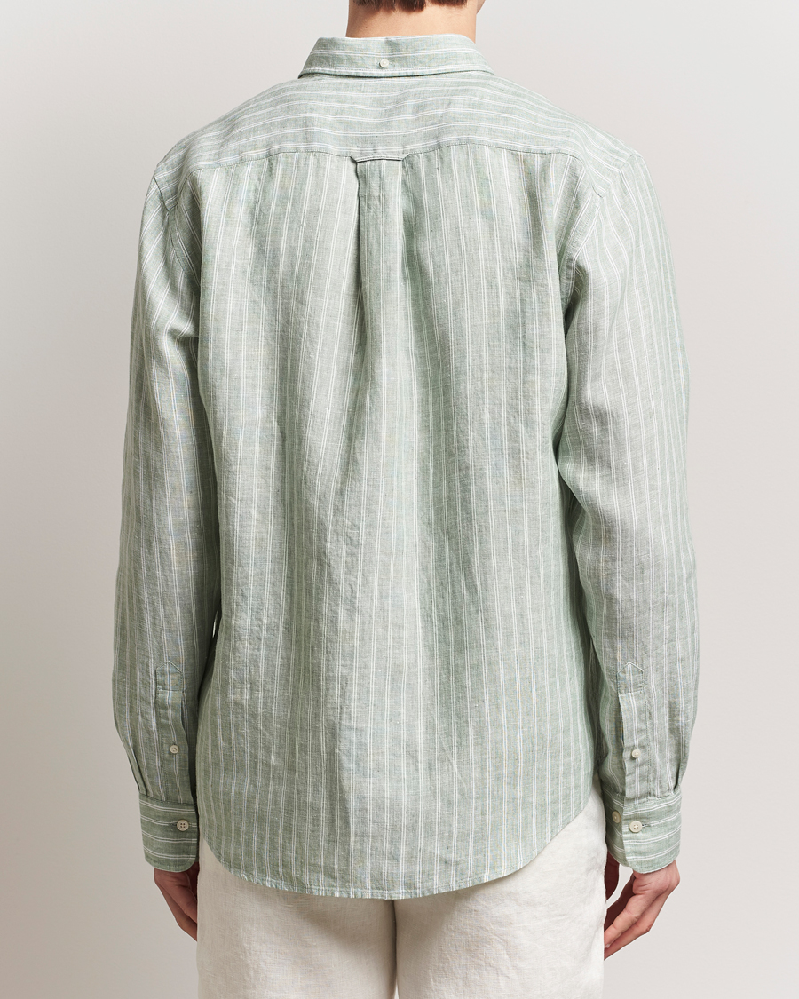 Herren | Hemden | GANT | Regular Fit Linen Striped Shirt Kalamata Green