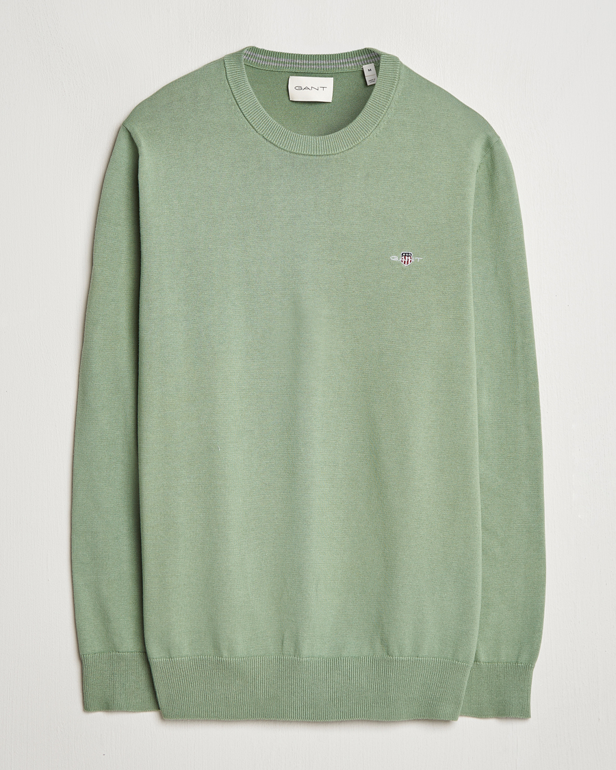 Herren | Pullover | GANT | Classic Cotton Crew Neck Kalamata Green