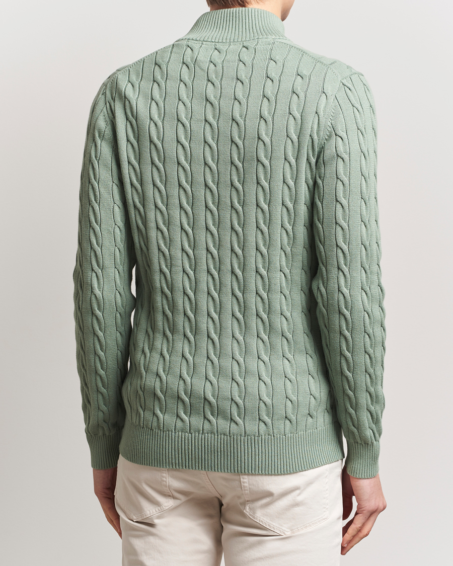 Herren | Pullover | GANT | Cotton Cable Half Zip Kalamata Green
