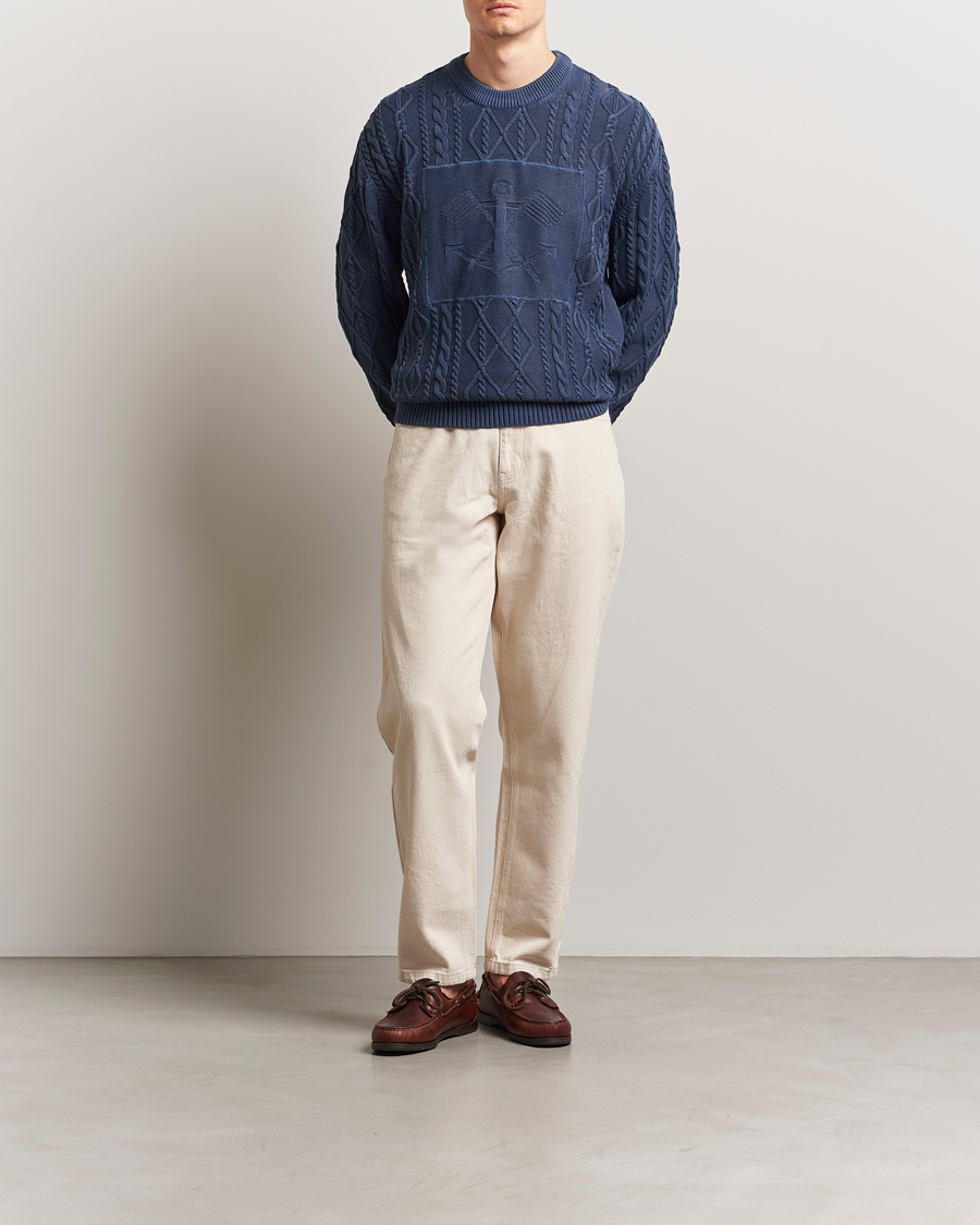 Herren | Pullover | GANT | Aran Cable Knitted Sweater Evening Blue
