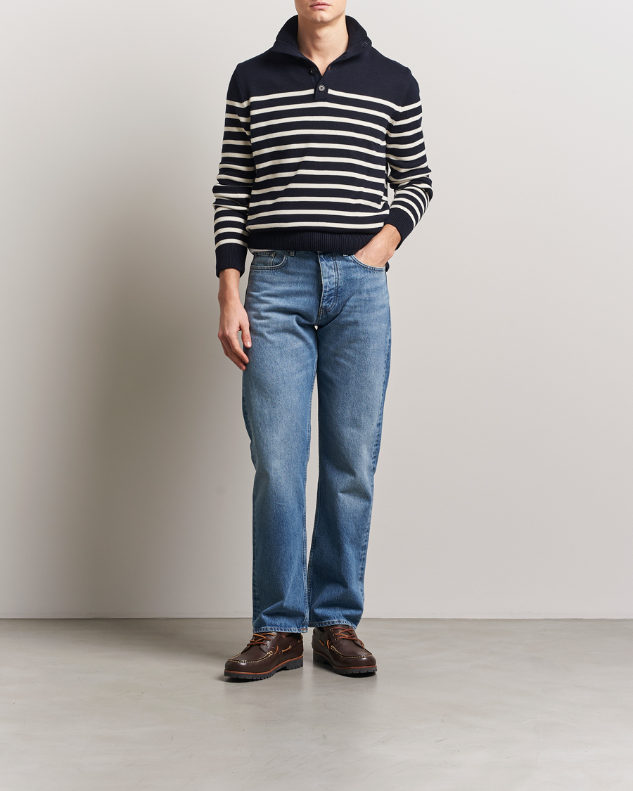 Herren | Pullover | GANT | Cotton Striped Knitted Sweater Evening Blue
