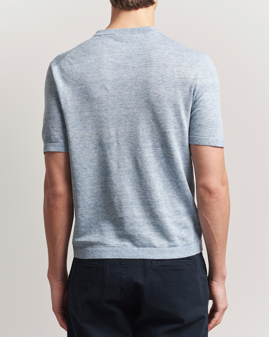 Herren | T-Shirts | Altea | Cotton/Linen Short Sleeve T-Shirt Light Blue