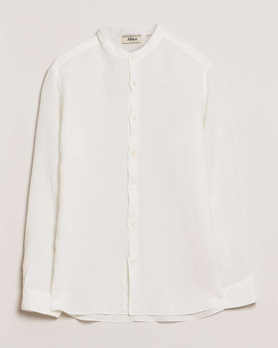 Herren | Hemden | Altea | Linen Guru Collar Shirt White