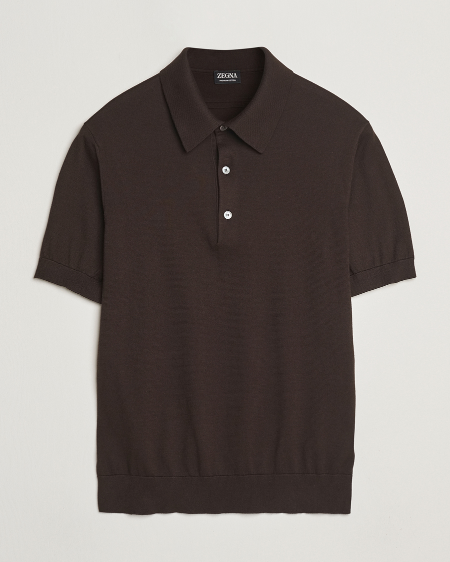 Herren | Pullover | Zegna | Premium Cotton Knitted Polo Brown