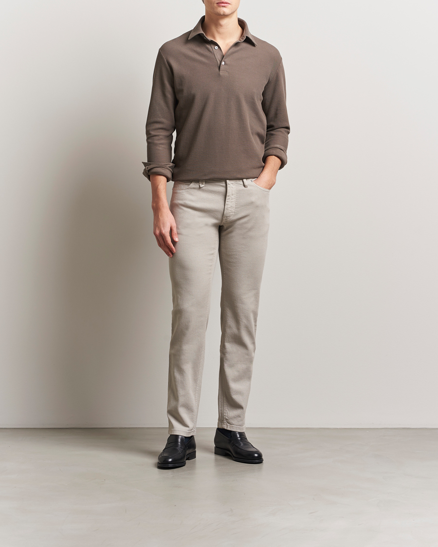 Herren | Pullover | Zegna | Cotton Piquet Long Sleeve Polo Brown