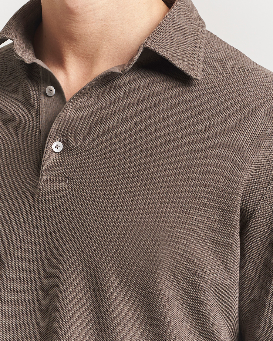 Herren | Pullover | Zegna | Cotton Piquet Long Sleeve Polo Brown