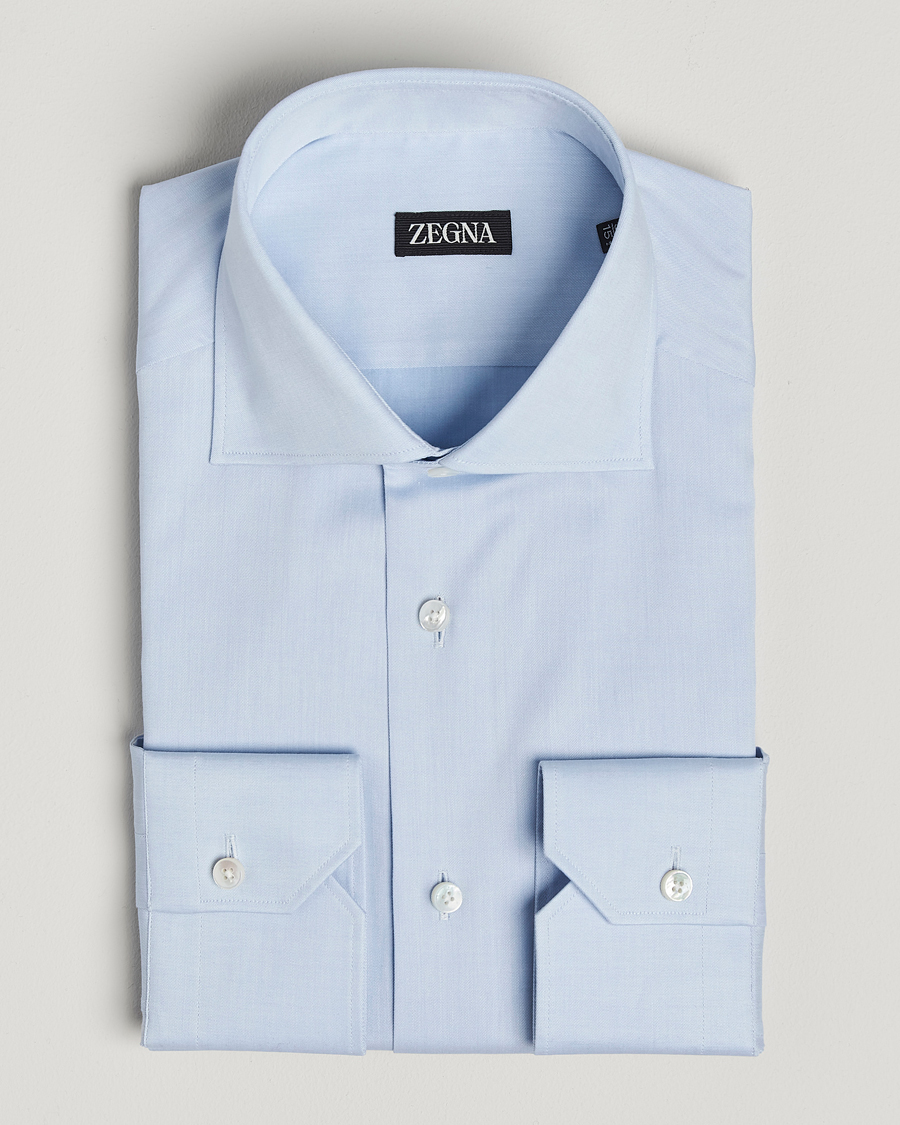 Herren | Hemden | Zegna | Slim Fit Cotton Dress Shirt Light Blue