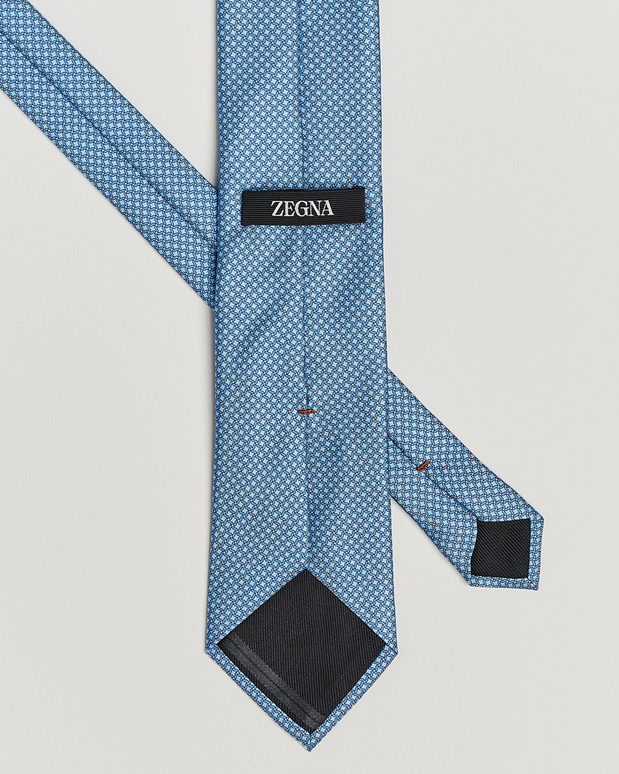 Herren | Zegna Printed Chain Silk Tie Light Blue | Zegna | Printed Chain Silk Tie Light Blue