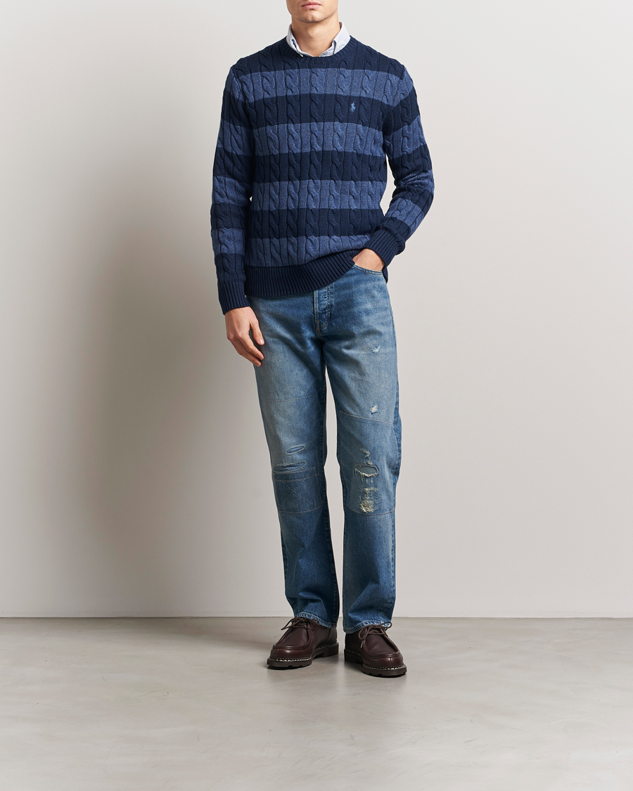 Herren | Pullover | Polo Ralph Lauren | Striped Cotton Sweater Navy Combo