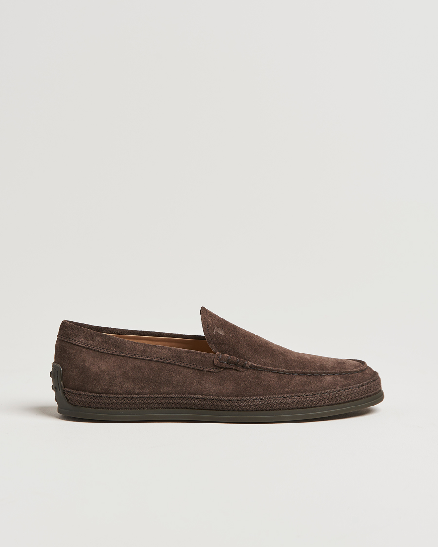 Herren | Tod's Raffia Loafer Dark Brown Suede | Tod's | Raffia Loafer Dark Brown Suede