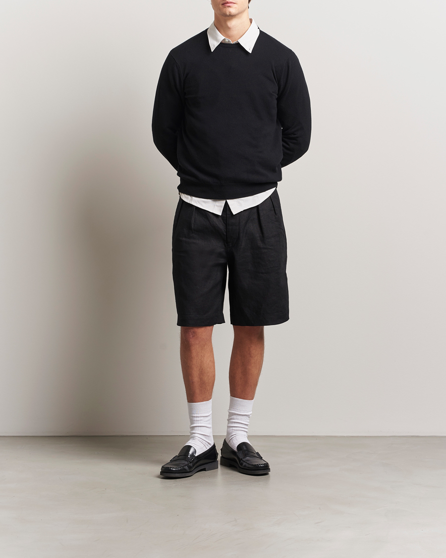 Herren | Shorts | Sunflower | Pleated Linen Shorts Black