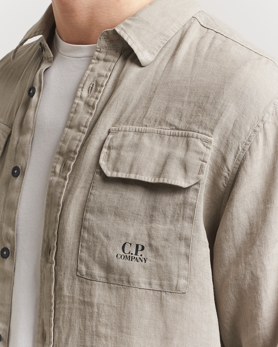 Herren | Hemden | C.P. Company | Long Sleeve Linen Shirt Taupe