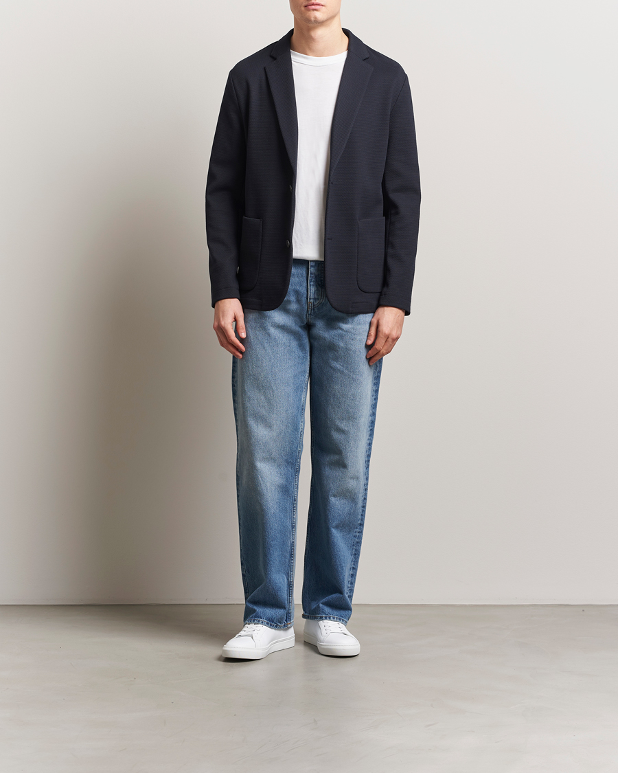 Herren | Sakkos | J.Lindeberg | Calvon 3D Piquet Blazer Navy