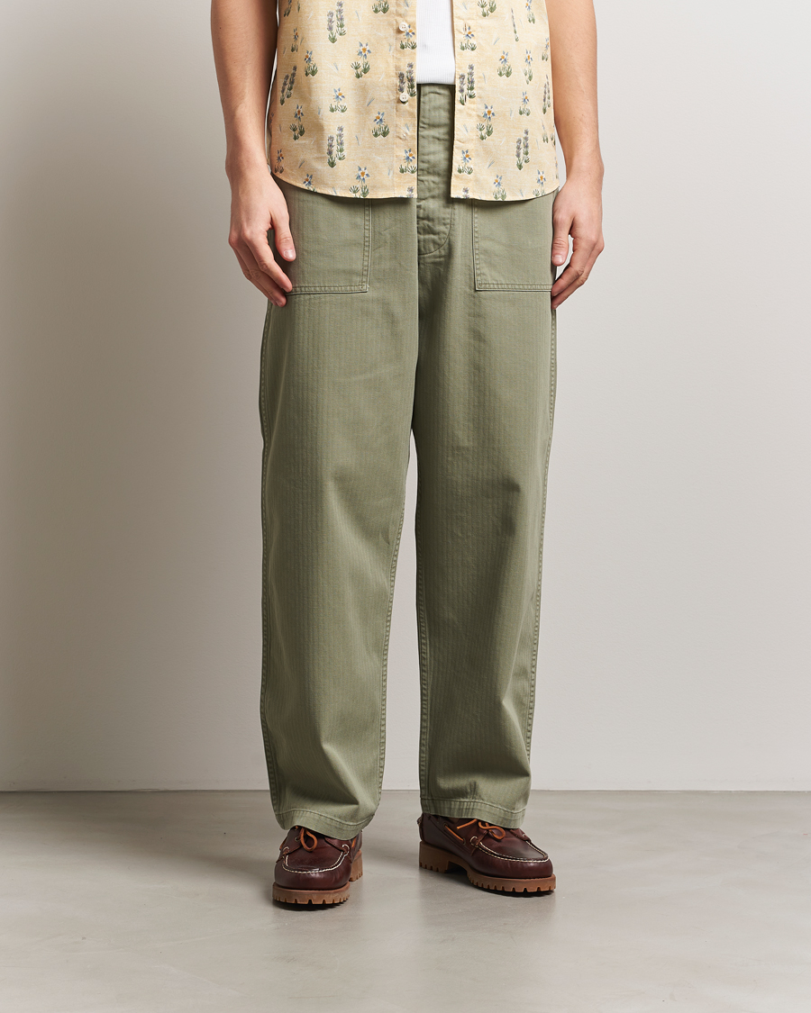 Herren | Hosen | orSlow | Herringbone Summer Fatigue Pants Green