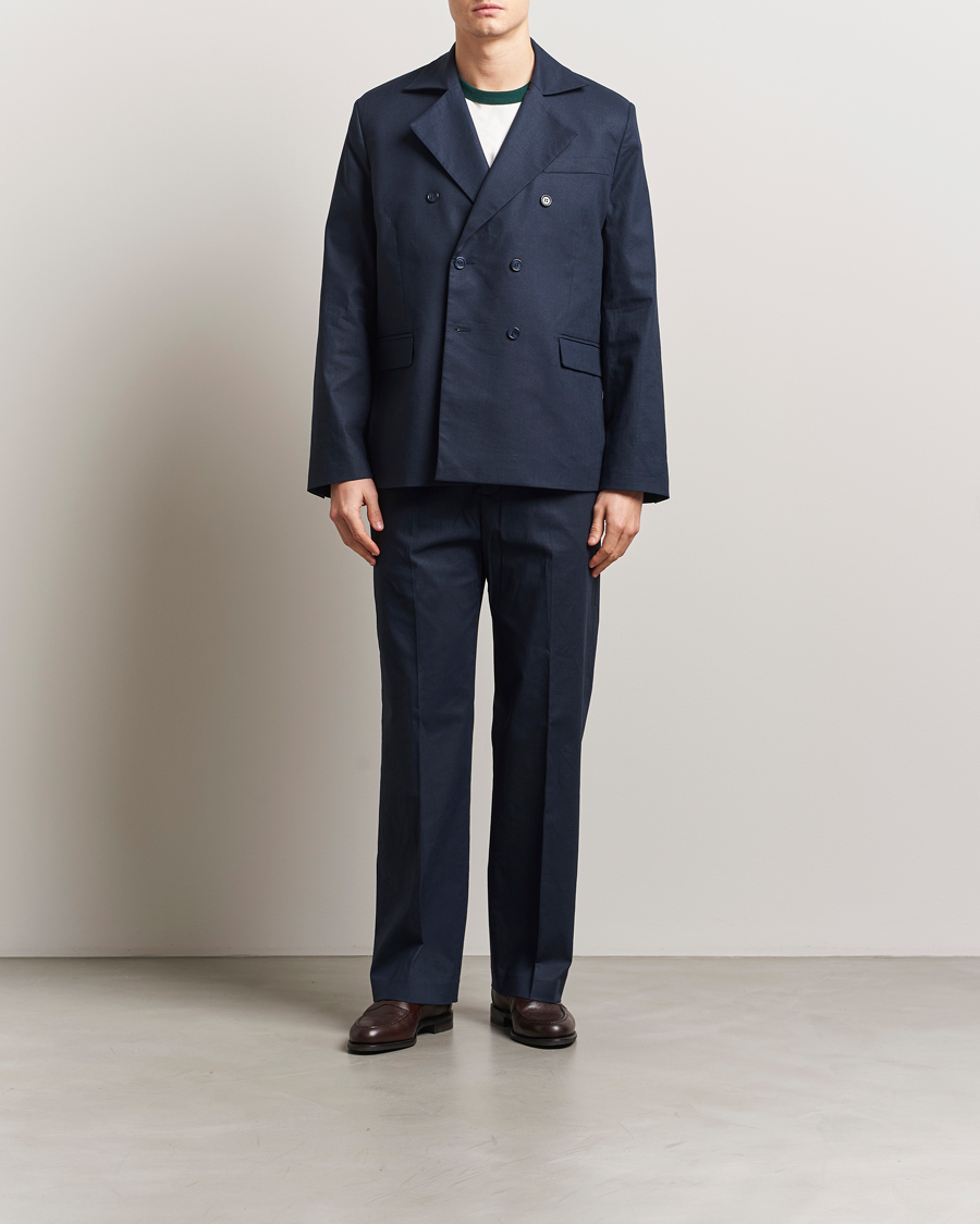Herren | Sakkos | Palmes | Double Breasted Linen Sport Coat Navy