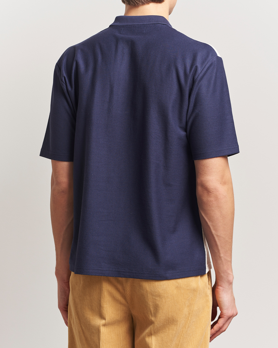 Herren | Poloshirts | Palmes | Textured Zip Polo White/Navy