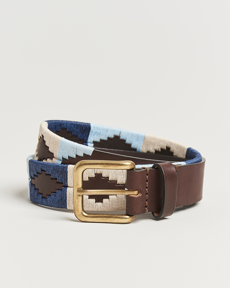 Herren | Gürtel | Pampeano | Sereno Hand Stitched Classic Leather Belt 3,5cm Blue