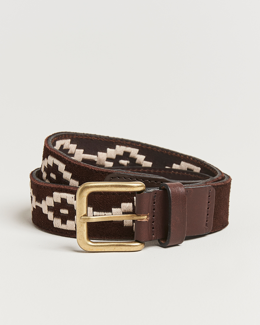 Herren | Pampeano Confianza Hand Stitched Suede Belt 3,5cm Brown | Pampeano | Confianza Hand Stitched Suede Belt 3,5cm Brown