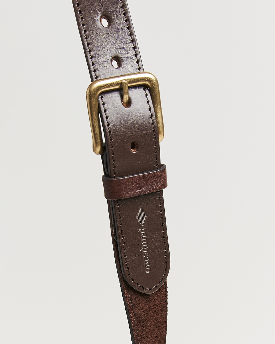 Herren | Pampeano Confianza Hand Stitched Suede Belt 3,5cm Brown | Pampeano | Confianza Hand Stitched Suede Belt 3,5cm Brown