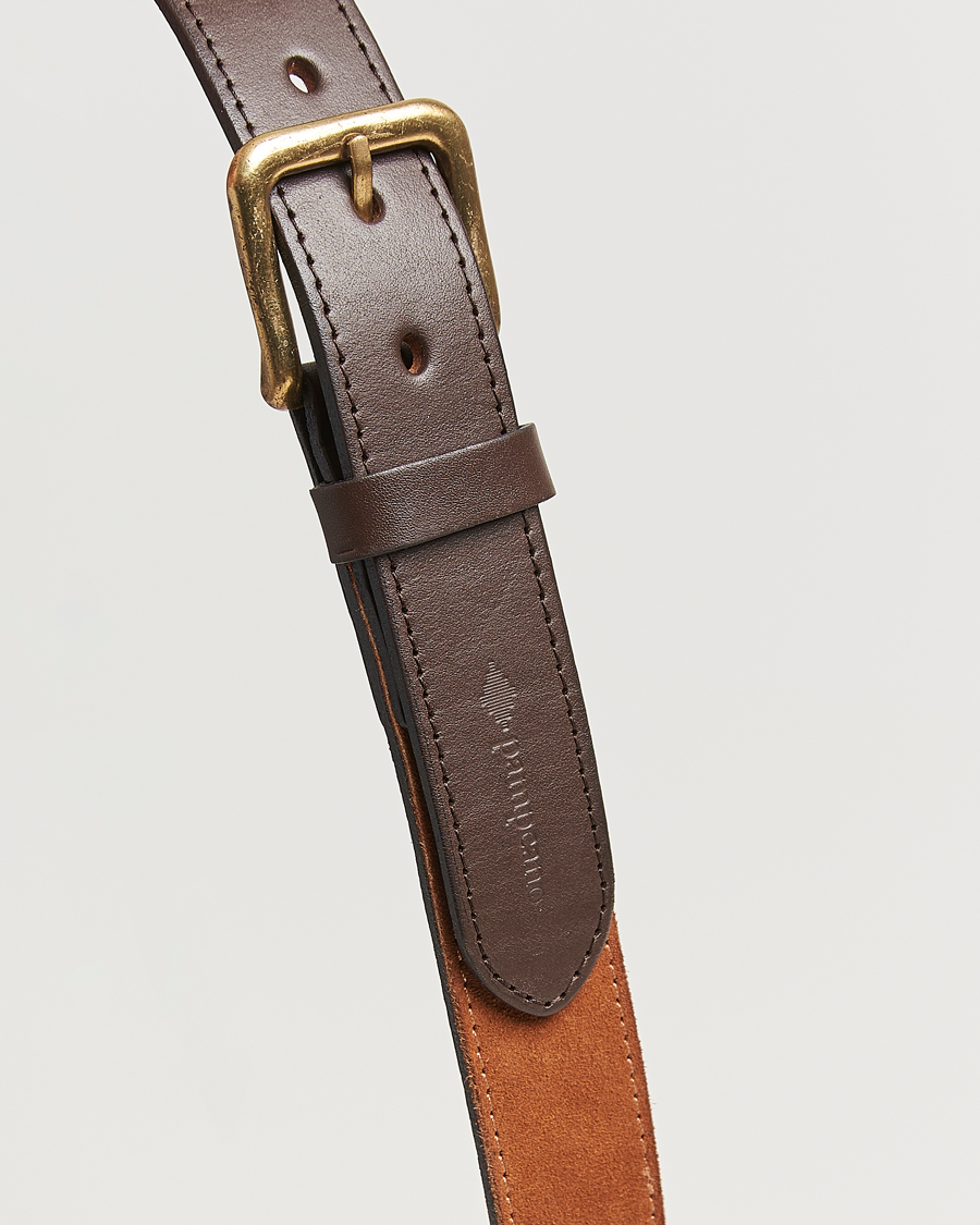 Herren | Pampeano Confianza Hand Stitched Suede Belt 3,5cm Tan | Pampeano | Confianza Hand Stitched Suede Belt 3,5cm Tan