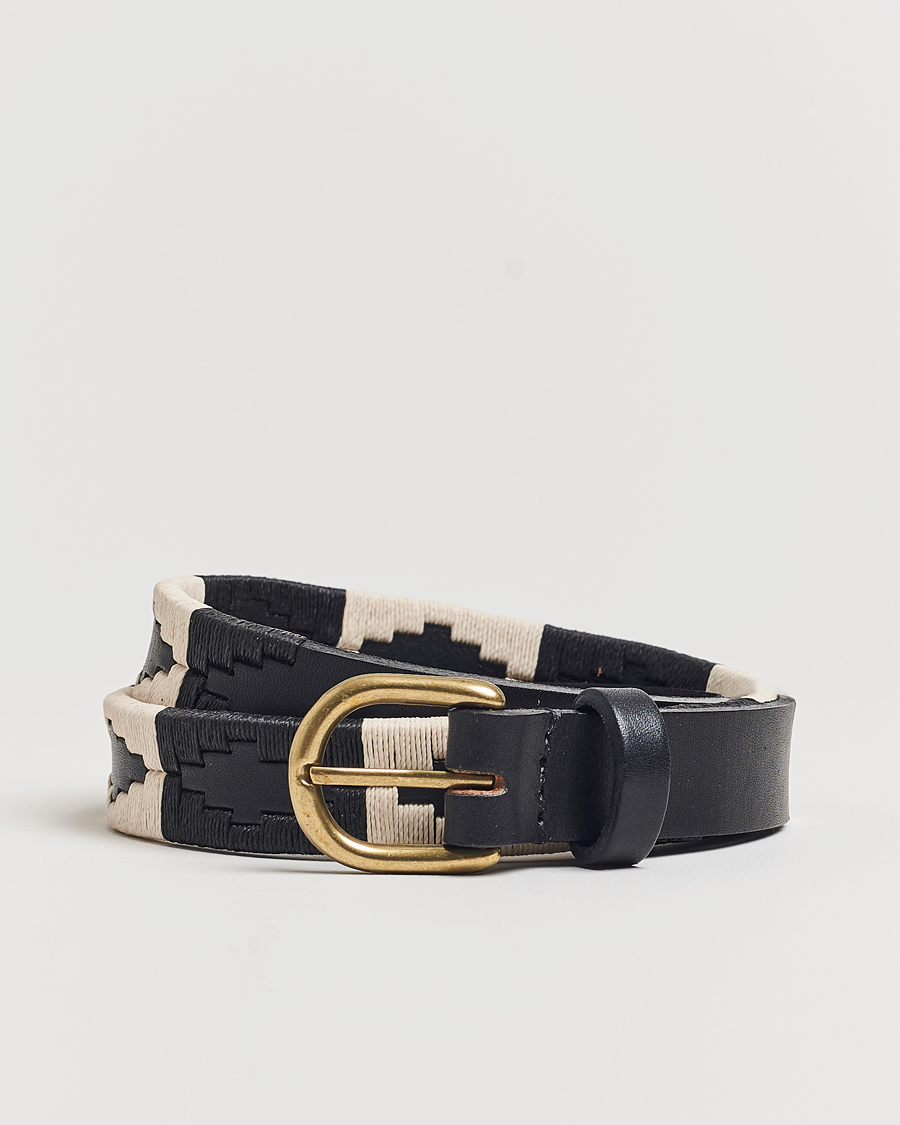 Herren | Gürtel | Pampeano | Skinny Hand Stitched Leather Belt 2,5cm Black