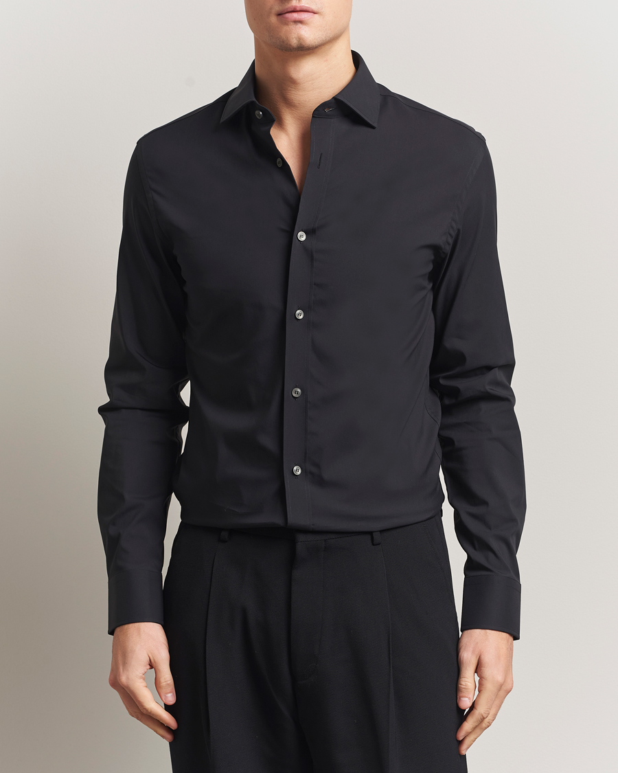 Herren | Hemden | Tiger of Sweden | Adley Slim Fit Cut Away Shirt Black