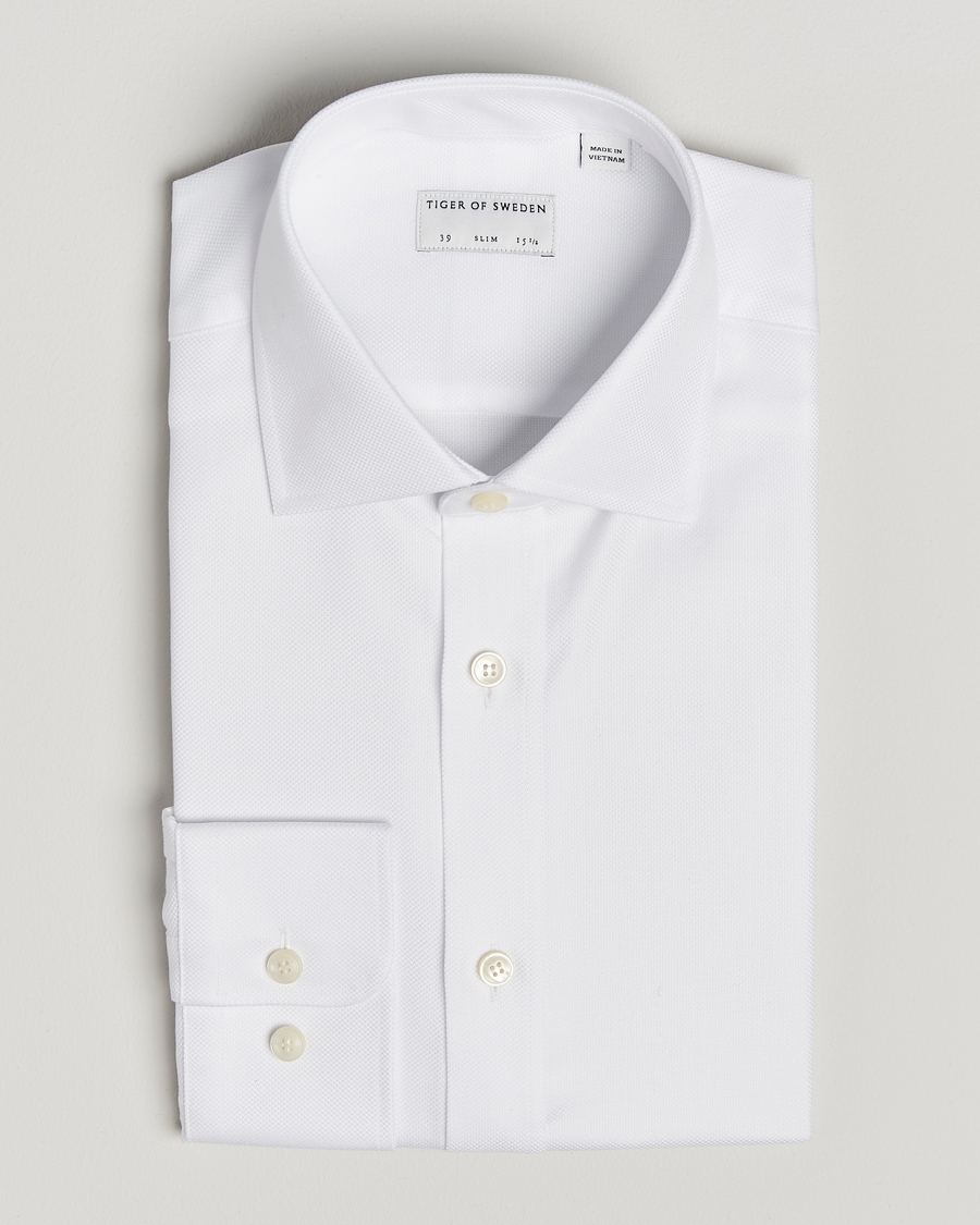Herren | Hemden | Tiger of Sweden | Adley Structured Slim Fit Cut Away Shirt White