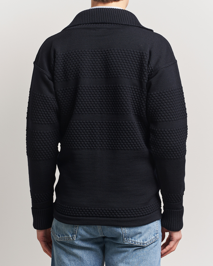 Herren | Pullover | S.N.S. Herning | Fisherman Wool Full Zip Sweater Navy Blue