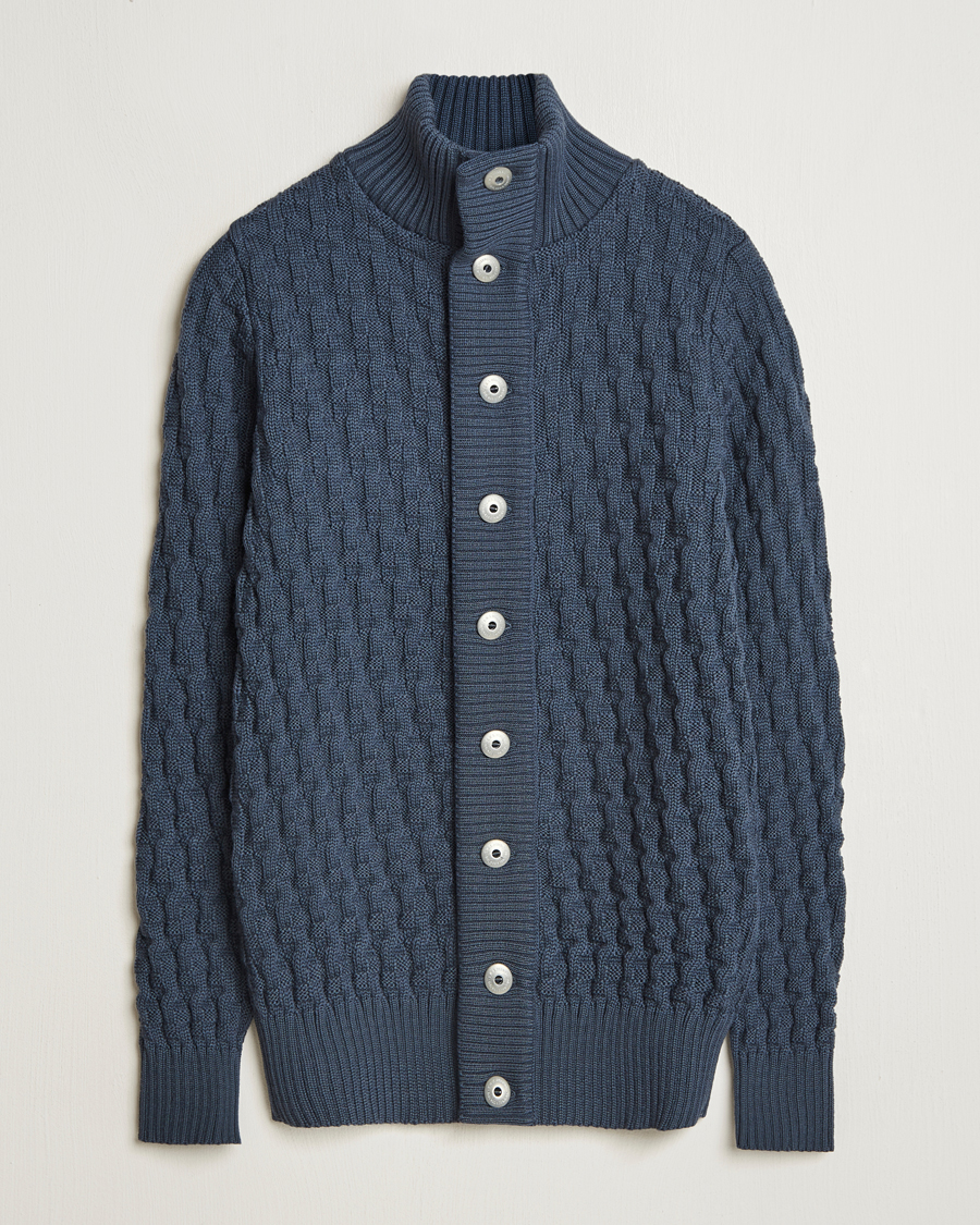 Herren | Pullover | S.N.S. Herning | Stark Cable Cardigan Faded Mineral Blue