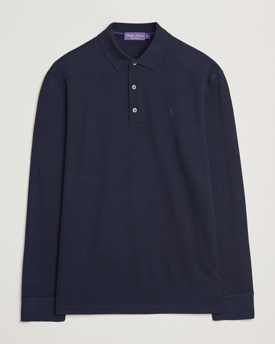 Herren | Pullover | Ralph Lauren Purple Label | Long Sleeve Wool Polo Navy