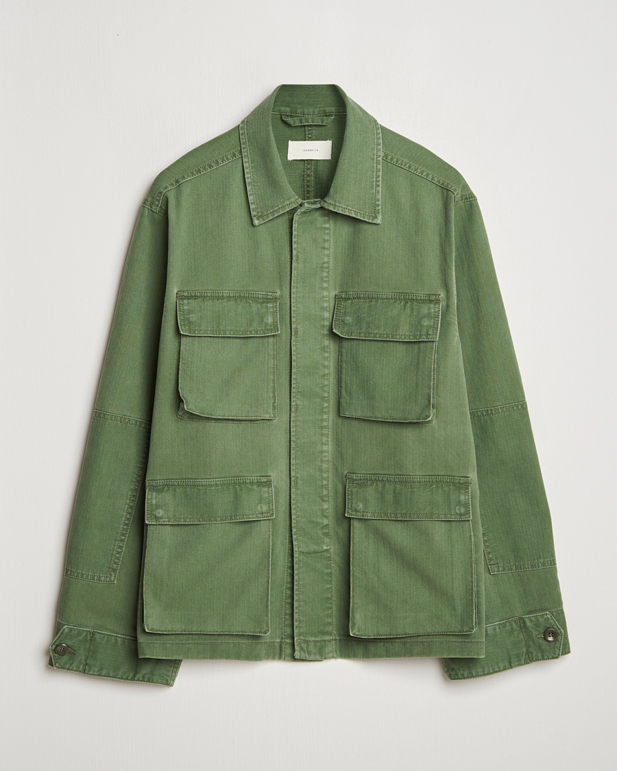 Herren | Hemden | Jeanerica | Luc Herringbone Overshirt Chevron Green