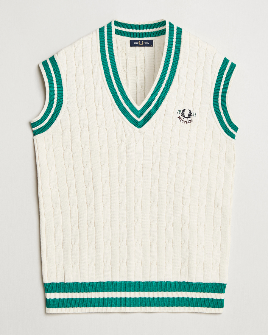 Herren | Pullover | Fred Perry | Cable Knitted Tennis Vest Ecru