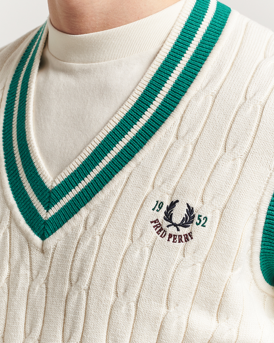 Herren | Pullover | Fred Perry | Cable Knitted Tennis Vest Ecru