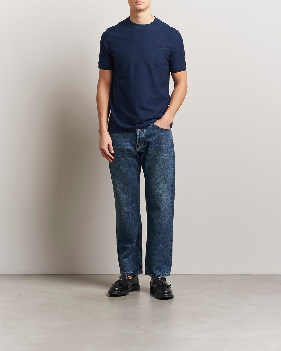 Herren | T-Shirts | Fred Perry | Tipped Cuff Pique T-Shirt Tennis Blue