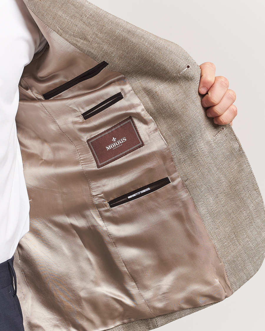 Herren | Sakkos | Morris | Heritage Linen Herringbone Blazer Beige