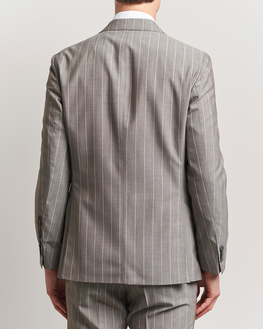 Herren | Sakkos | Oscar Jacobson | Faron Striped Super 130s Wool Blazer Beige