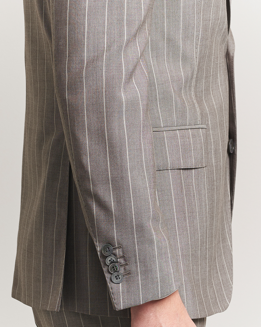 Herren | Sakkos | Oscar Jacobson | Faron Striped Super 130s Wool Blazer Beige