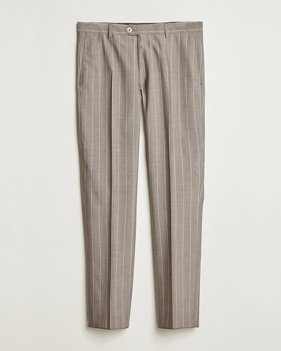 Herren | Hosen | Oscar Jacobson | Dandy Striped Super 130s Wool Trouser Beige